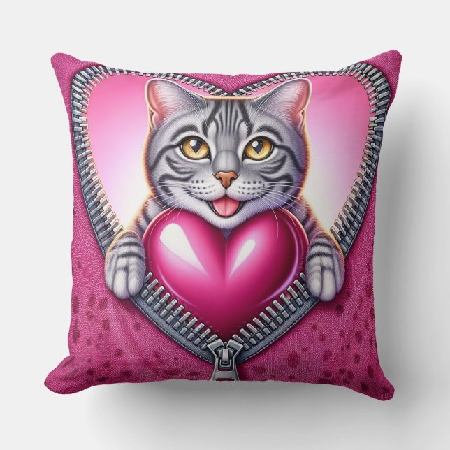 Chat coussin collection chat avec coeur (Recto)