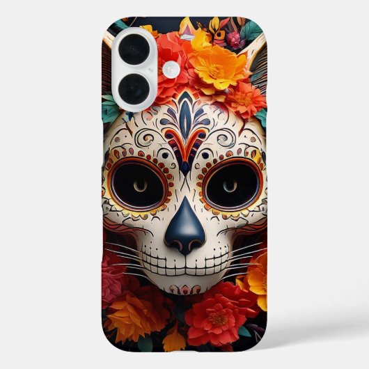 Chat crâne sucre avec Fleurs iPhone / coque ipad (Verso)