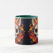 Chat crâne sucre avec Mug Fleurs (Centre)