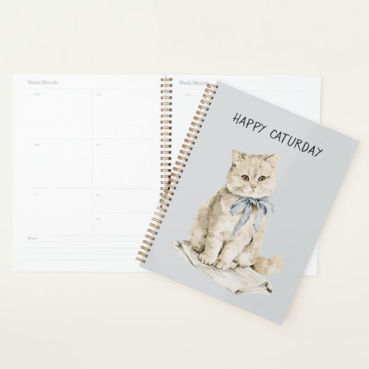 Chat crème noeud papillon bleu Caturday (Devant avec enveloppe)