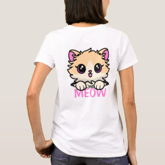 Chat Cute En T-shirt Poche