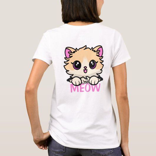 Chat Cute En T-shirt Poche (Dos)