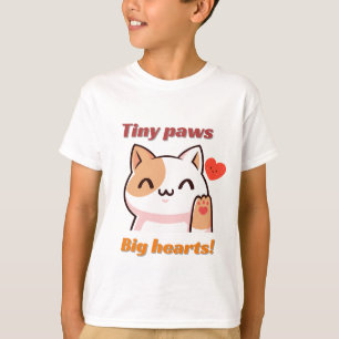 Chat Cute Kawaii "Tiny Paws Big Hearts" T-shirt