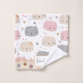 Chat Cute Personnalisé Enfants Motifs sans couture (Gant de toilette)