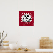 Chat Cute Sur Poster Rouge Art Mur (Cuisine)