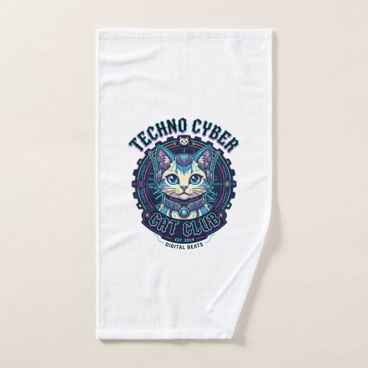 Chat Cyber Techno Drôle Conception Amateur de Chat (Serviette à main)