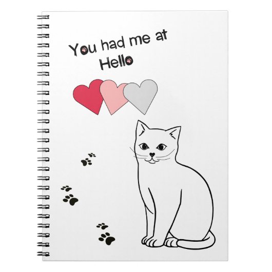Chat d'Amour Avec Coeurs et Carnet Empreintes de p (Devant)