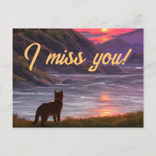 Chat d'Anime à côté d'une carte postale de lac