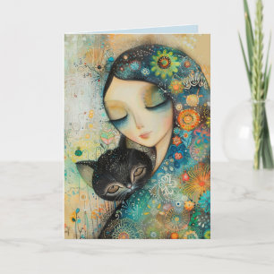 CHAT D'ANNIVERSAIRE AMI ET CARTE DE SALUT DE FILLE