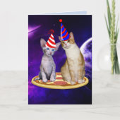 CHAT D'ANNIVERSAIRE EN ESPACE AVEC CARTE PIZZA CAT (Devant)
