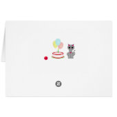 Chat d'anniversaire, gâteau & ballons sur carte co (Dos Horizontal)