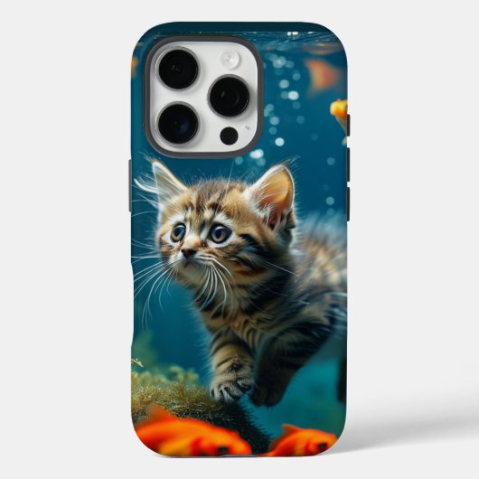 Chat dans aquarium iPhone 16 pro Coque (Verso)