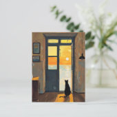 Chat dans la carte postale de la porte (Debout devant)