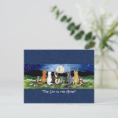 Chat dans la lune Whimsical Watercolor Art carte p (Debout devant)