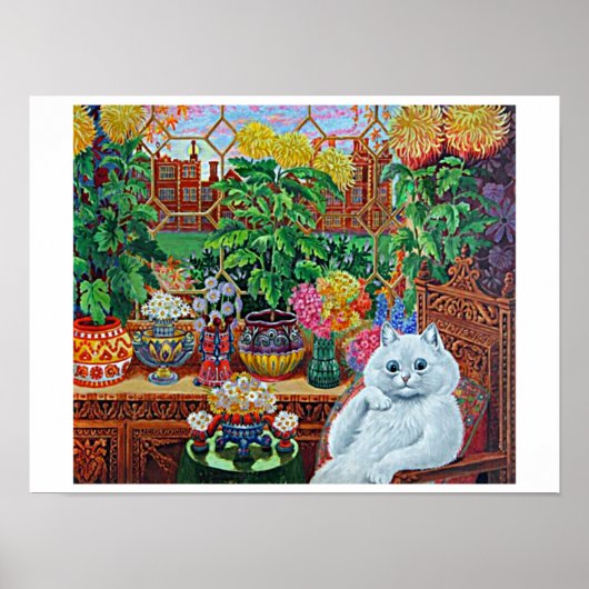 Chat dans la salle du jardin par Louis Wain Poster (Devant)