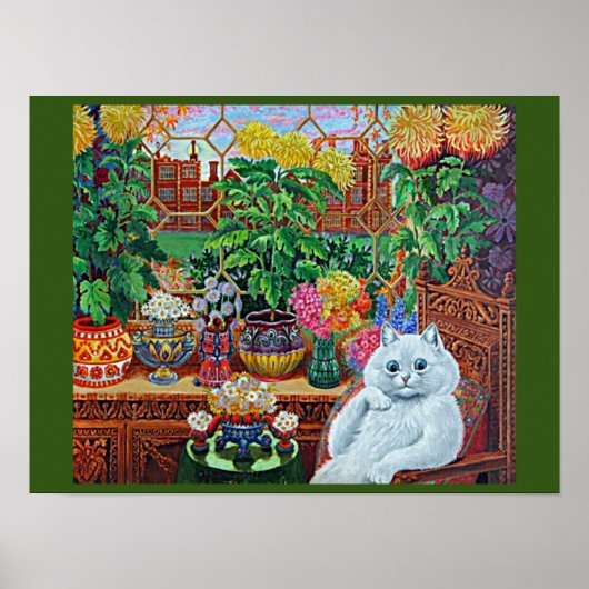 Chat dans la salle du jardin par Louis Wain Poster (Devant)