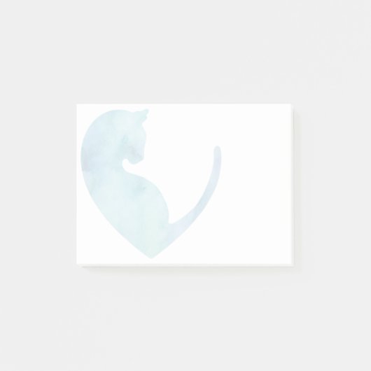 Chat dans le coeur - Bleu Post-it Notes (Devant)