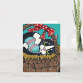 Chat dans le panier de Pâques Carte de note (Devant)
