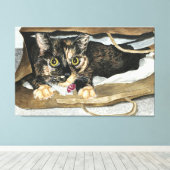 Chat dans le sac Aquarelle Peinture Toile envelopp (Insitu (Plancher de Bois))