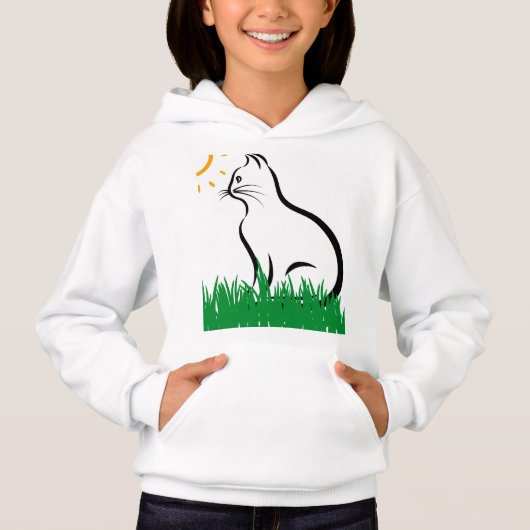 Chat dans le Sweat - shirt à capuche d'herbe (Devant)