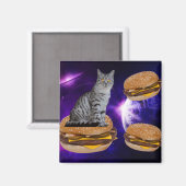 CHAT DANS L'ESPACE AVEC Aimant CHEESEBURGERS (Recto/Verso)