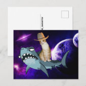 CHAT DANS L'ESPACE RIDEZ UNE CARTE POSTALE À REQUI (Devant / Derrière)