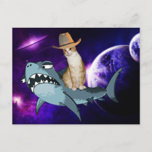 CHAT DANS L'ESPACE RIDEZ UNE CARTE POSTALE À REQUI