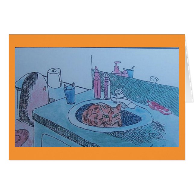 chat dans l'évier (Devant horizontal)