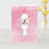 Chat dans Toilet Amusants Penser à votre carte (Fleur jaune)