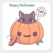 Chat dans un autocollant Halloween Citrouille 🎃🐱
