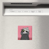 Chat dans un Casquette papier Magnet Whimsical (In Situ (Lave-vaisselle))