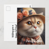 Chat dans un chapeau de paille Carte postale pour (Devant / Derrière)