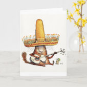 Chat dans une carte de sombrero (Fleur jaune)
