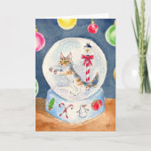 Chat dans une carte de voeux Snow Globe (Devant)