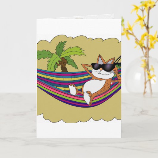 Chat dans une carte graphique Hammock (Fleur jaune)