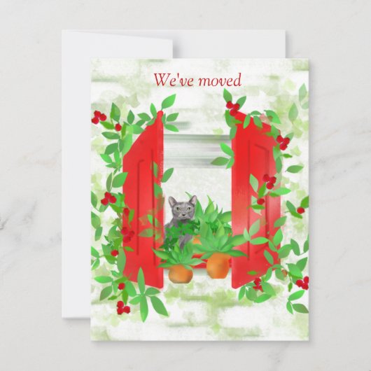 Chat dans une fenêtre Nouvelle carte de billet pla (Devant)