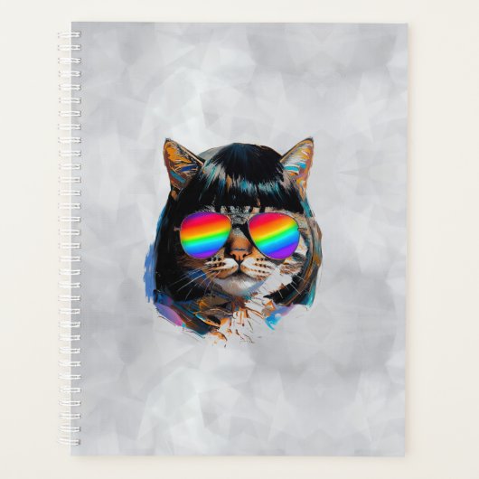 Chat dans une perruque + Lunettes de soleil (Peint (Devant)