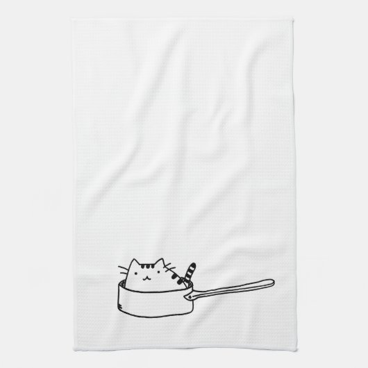 Chat dans une serviette de cuisine de pot (Vertical)