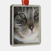 Chat d'argent Mon premier ornement photo de Noël (Droite)