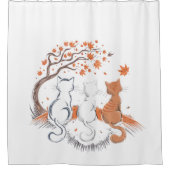 "Chat d'automne Trio rideau de douche - Cosy" (Devant)