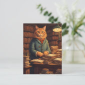 chat de bibliothèque #10 carte postale (Debout devant)