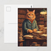chat de bibliothèque #10 carte postale (Devant / Derrière)