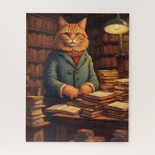 chat de bibliothèque #10 puzzle (Vertical)