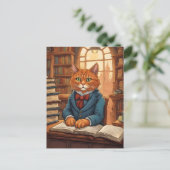 chat de bibliothèque #11 carte postale (Debout devant)