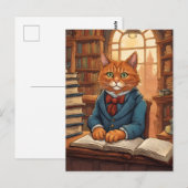 chat de bibliothèque #11 carte postale (Devant / Derrière)