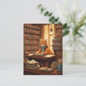 chat de bibliothèque #12 carte postale (Debout devant)