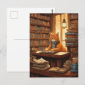 chat de bibliothèque #12 carte postale (Devant / Derrière)