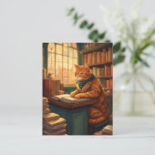 chat de bibliothèque #14 carte postale (Debout devant)