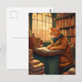 chat de bibliothèque #14 carte postale (Devant / Derrière)