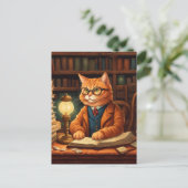 chat de bibliothèque #15 carte postale (Debout devant)